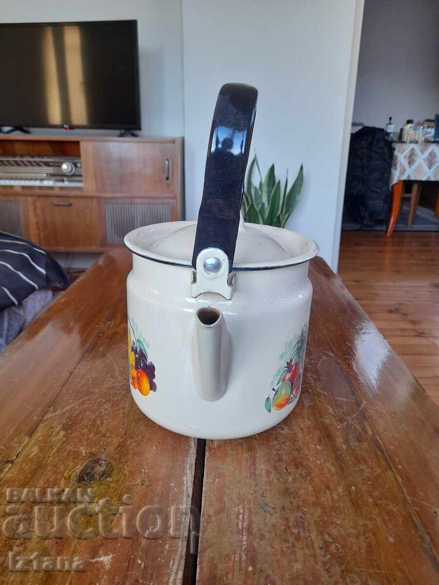 Old enamel teapot with price 37.00 BGN | € 18.92 Old enamel teapot with price 37.00 BGN | € 18.92
