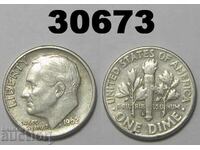 SUA 1 dime 1962 D (10 cenți) argint