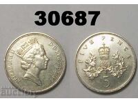 Marea Britanie 5 pence 1989