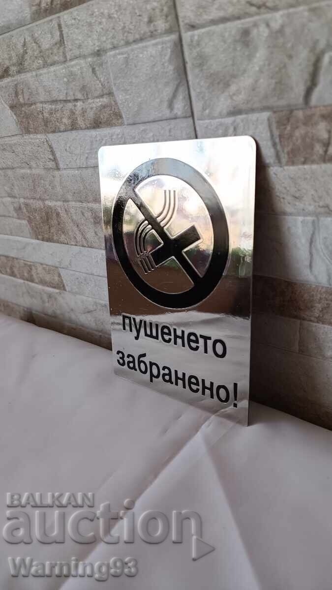 Stainless steel sign - "No Smoking" -15/10cm