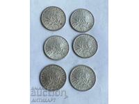 6 pieces silver coin 1 franc silver France 1915-1917