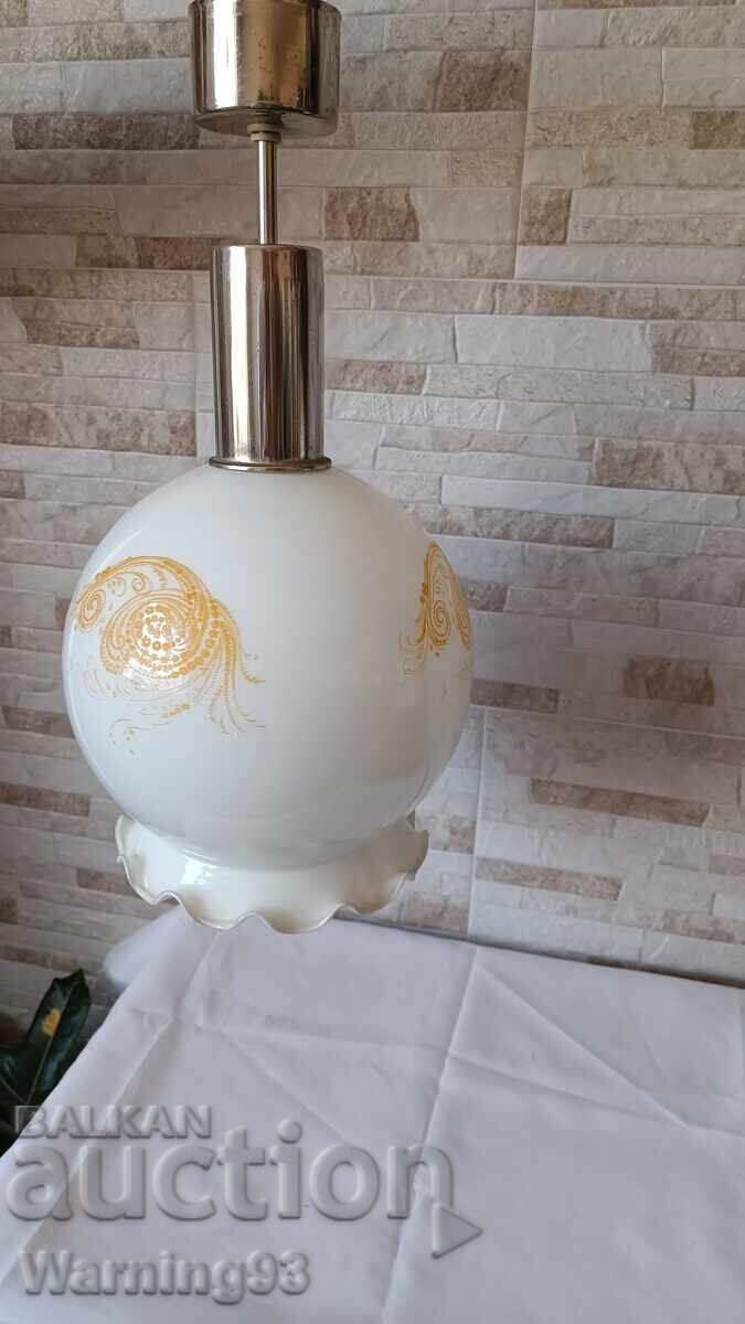 Auction Old chandelier - glass and metal - 1970s Auction Old chandelier - glass and metal - 1970s