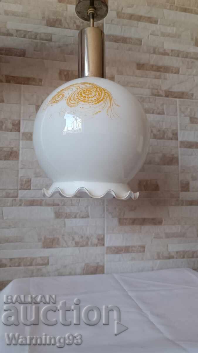 Old chandelier - glass and metal - 1970s - 5 Old chandelier - glass and metal - 1970s - 5