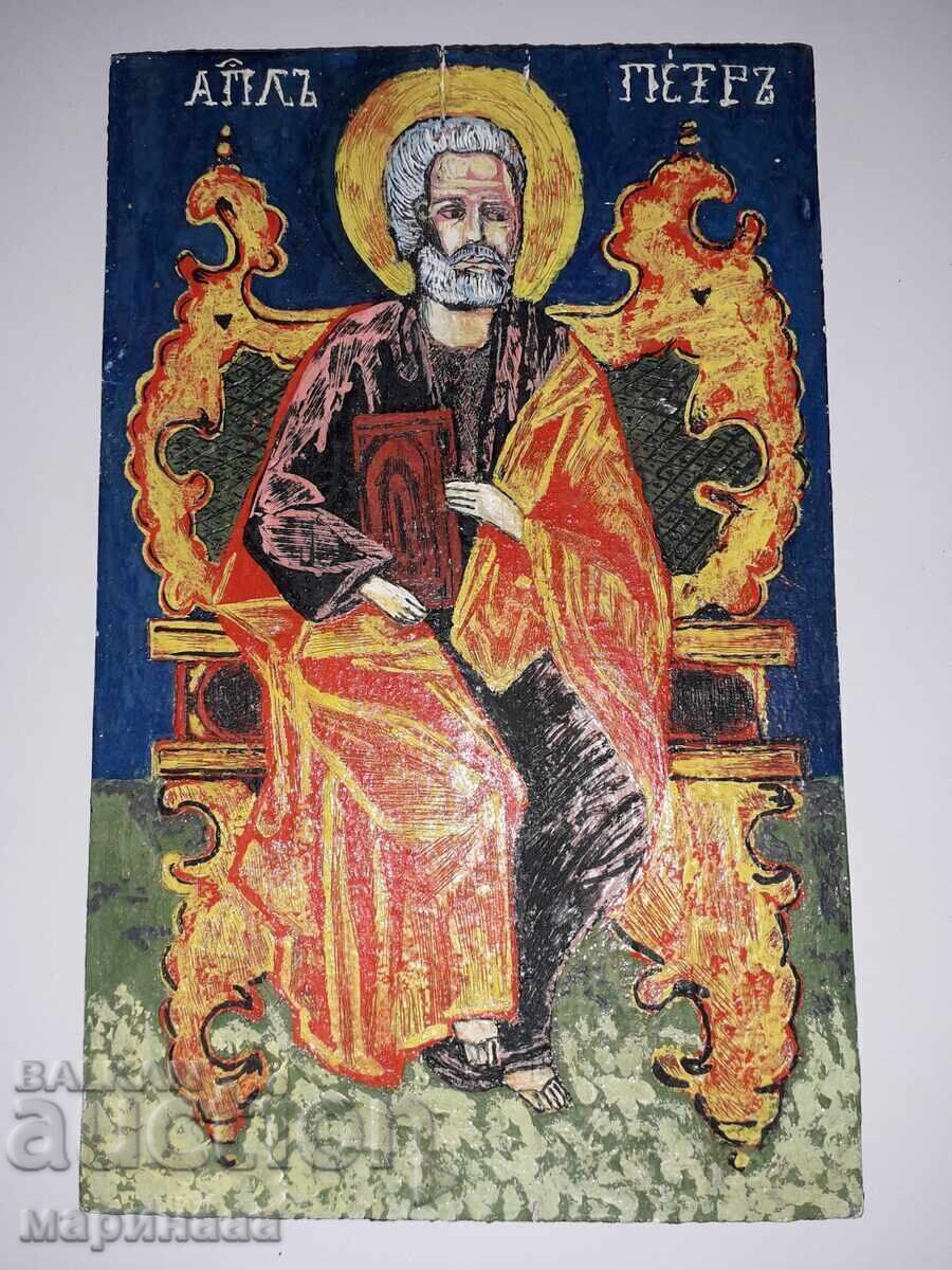 PAINTED ICON. OIL ON WOOD