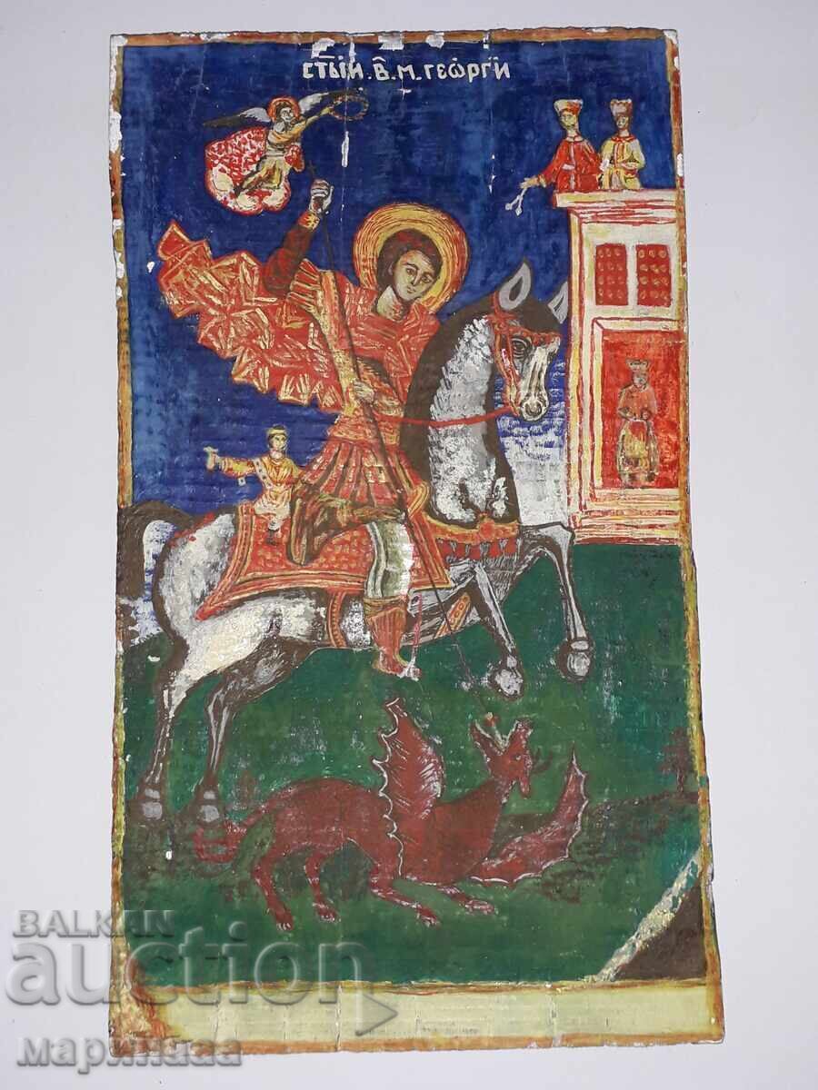 PAINTED ICON. OIL ON WOOD PAINTED ICON. OIL ON WOOD