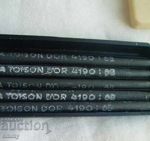 Auction  Graphite pencils - 6B, 5 pieces in a box, BOHEMIA WORKS, Czech Republic