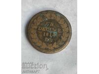 France rare coin bronze un decime 1814 Napoleon I