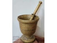 Mortar vechi de bronz cu pistil, mortar