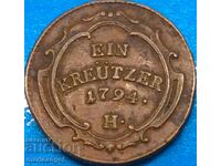 1 Kreuzer 1794 Austria Franz II H - Günzburg - rare