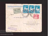 BULGARIA PLIC DE CALATORIE POSTA AERIAN SOFIA VIENA 1938 PORUMBEL