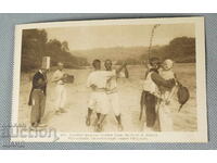 Old German postcard lithograph soldiers dancing