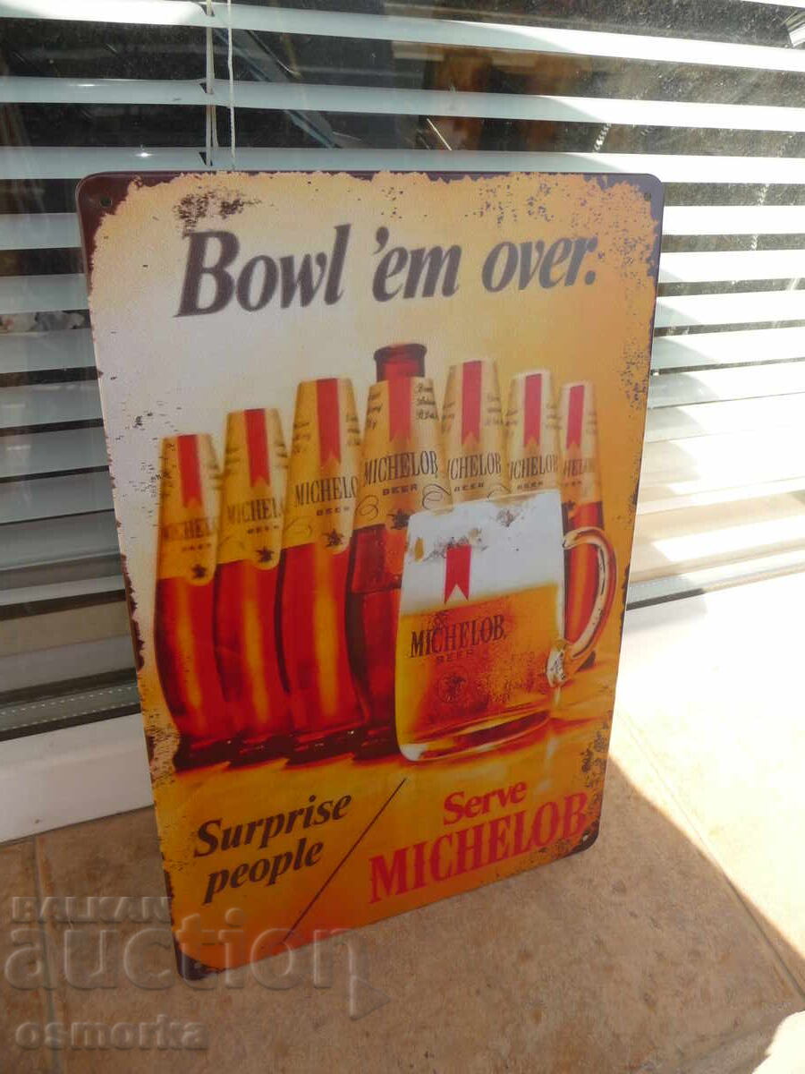 Metal sign beer Michelob bottles mug Czech German syrup with price 18.00 BGN | € 9.20 Metal sign beer Michelob bottles mug Czech German syrup with price 18.00 BGN | € 9.20