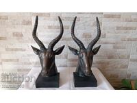 Old bookends - bookends - Antelopes - 37cm