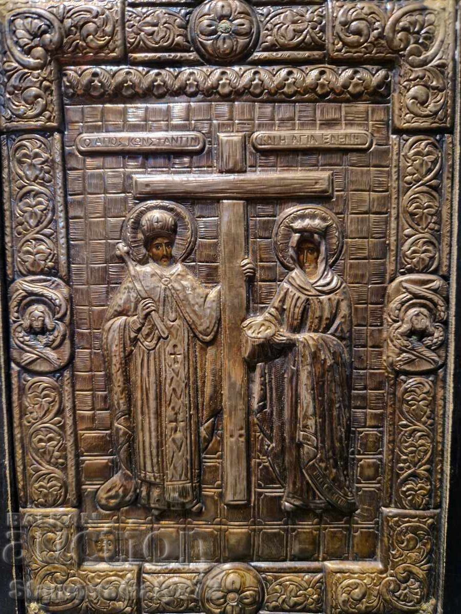 Licitație Frumoasa icoana antica din argint a Sfintilor Constantin si Elena Licitație Frumoasa icoana antica din argint a Sfintilor Constantin si Elena