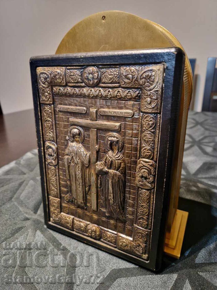 Frumoasa icoana antica din argint a Sfintilor Constantin si Elena - 5 Frumoasa icoana antica din argint a Sfintilor Constantin si Elena - 5