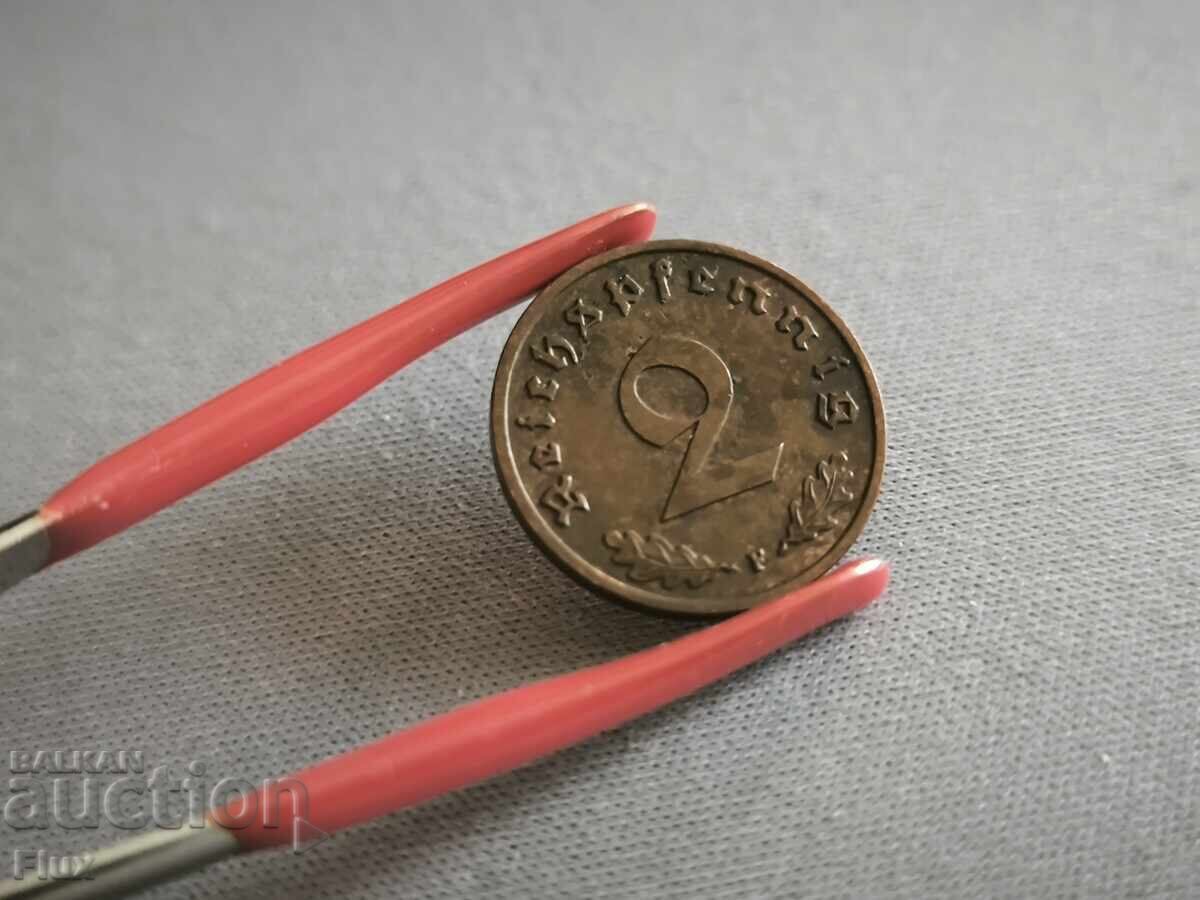 Coin - Third Reich - Germany - 2 Pfennig | 1938; series F with price 8.65 BGN | € 4.42