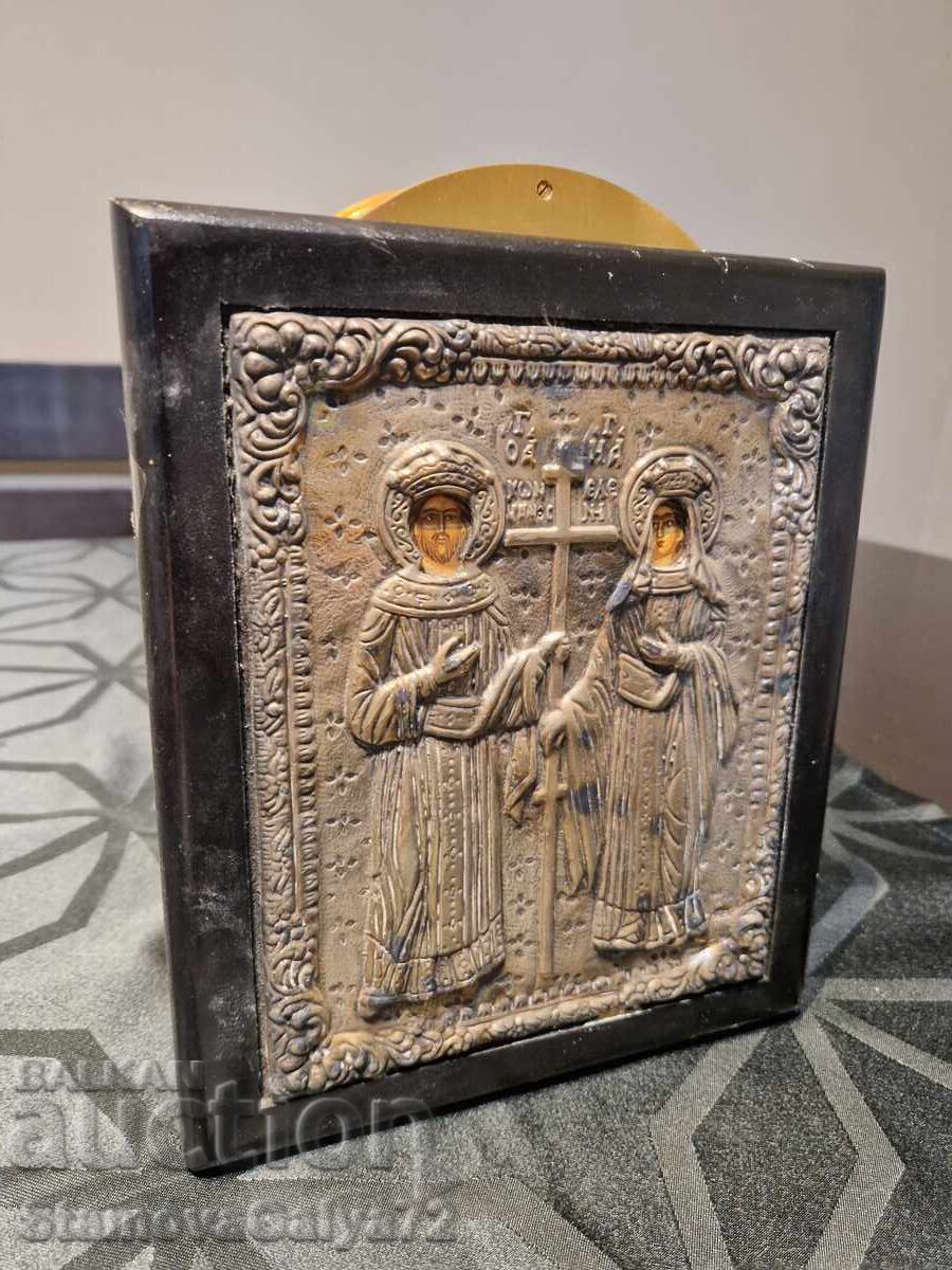 Delivery of Great antique silver icon of Saints Constantine and Helena