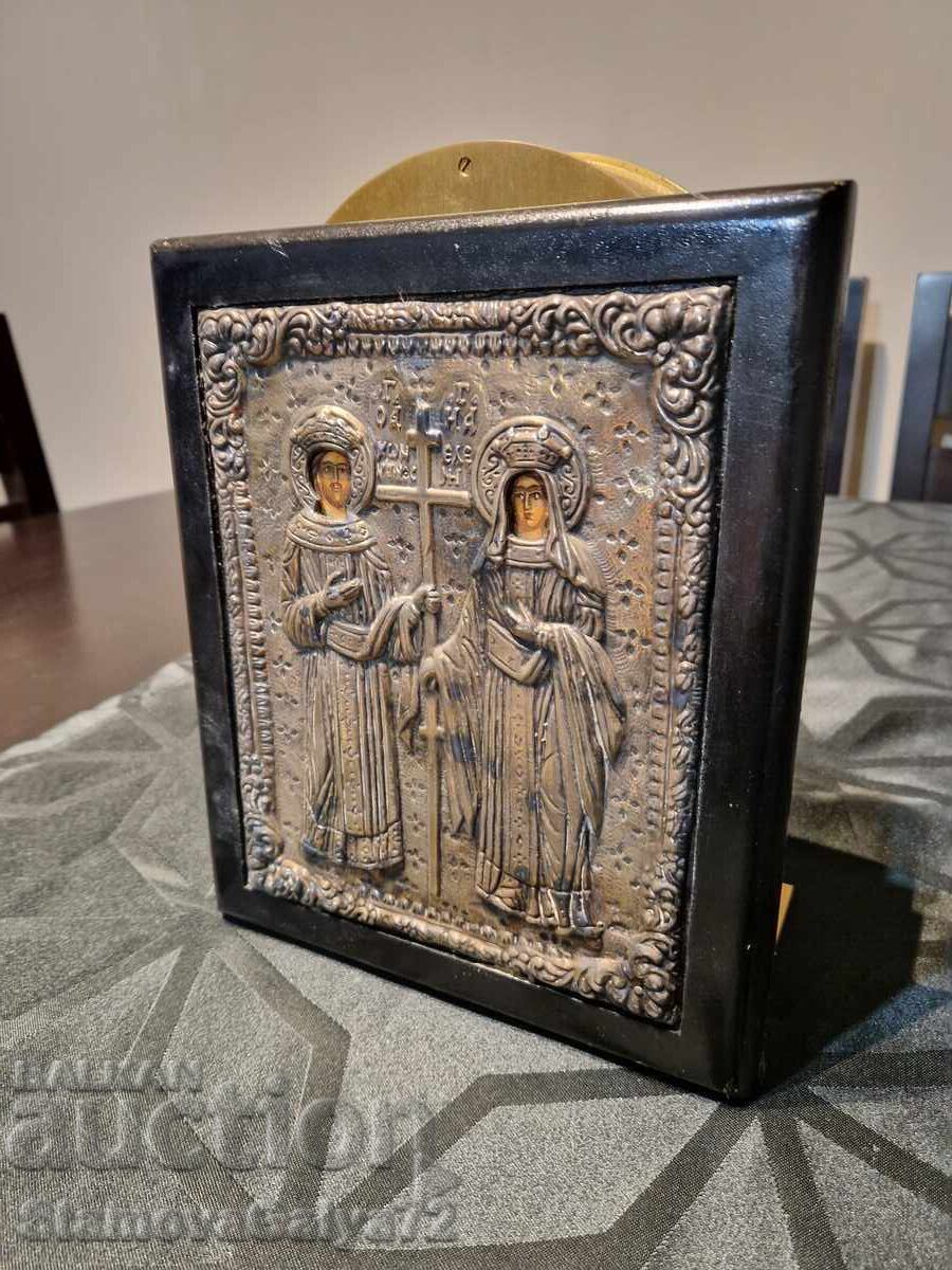Great antique silver icon of Saints Constantine and Helena - 5 Great antique silver icon of Saints Constantine and Helena - 5