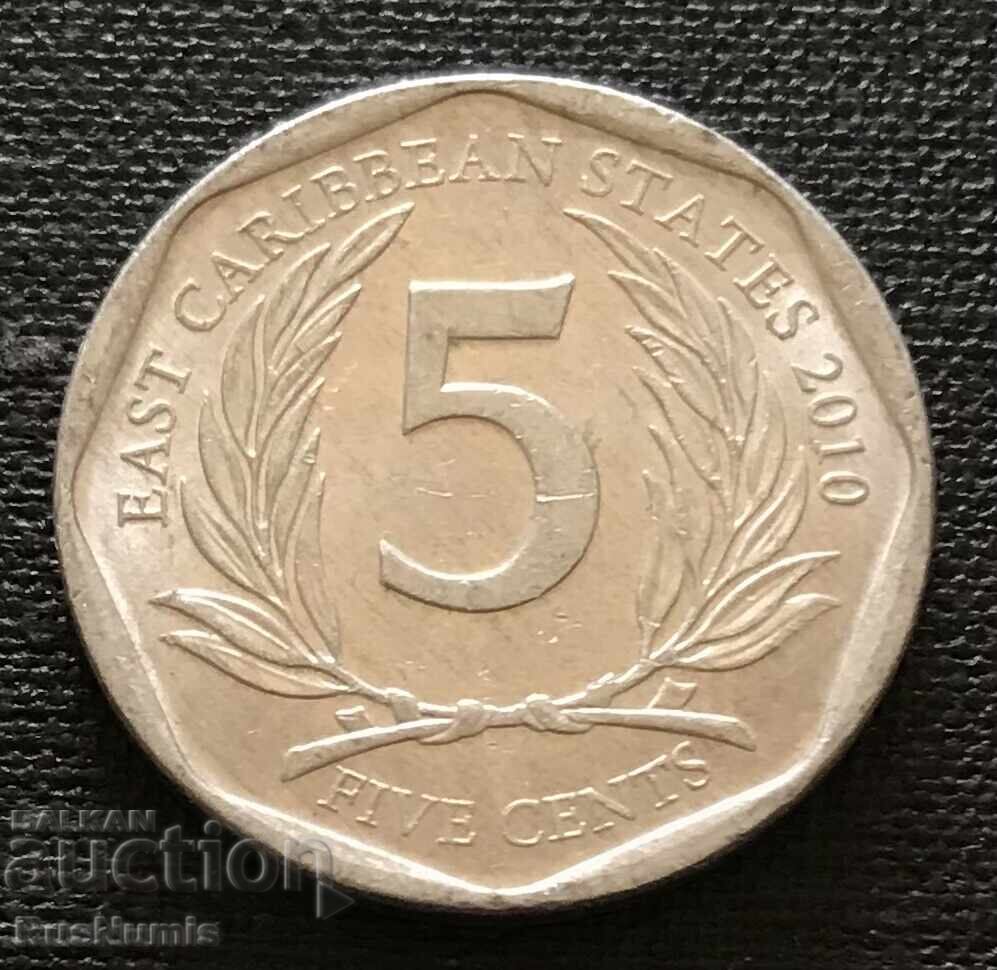 Eastern Caribbean. 5 cents 2010 Eastern Caribbean. 5 cents 2010