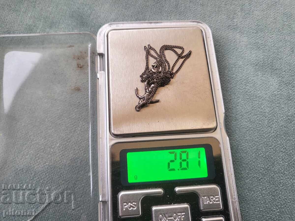 Antique silver chain with a football player - 5 Antique silver chain with a football player - 5