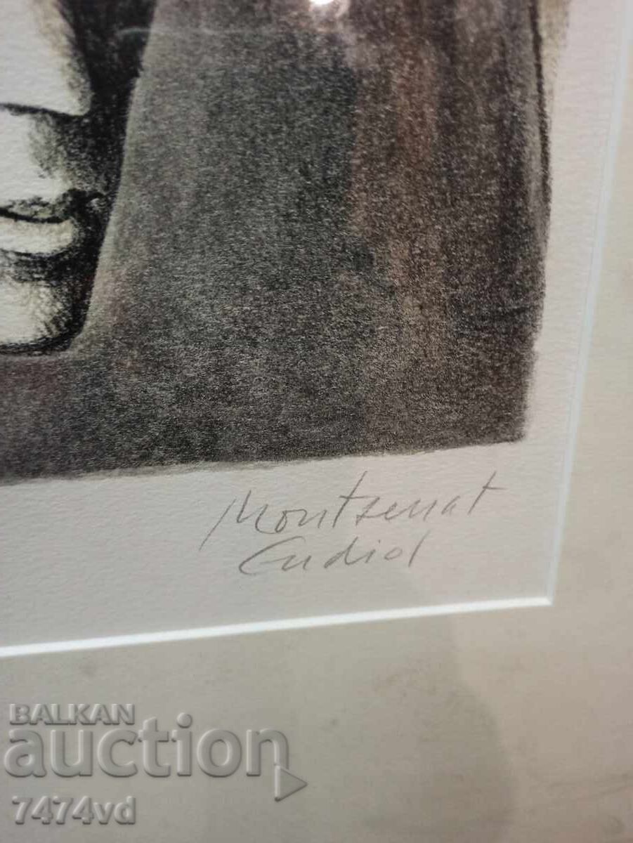 Delivery of A VERY LARGE COLORED LITHOGRAPH OF MONTSERAT GUDIOL Delivery of A VERY LARGE COLORED LITHOGRAPH OF MONTSERAT GUDIOL