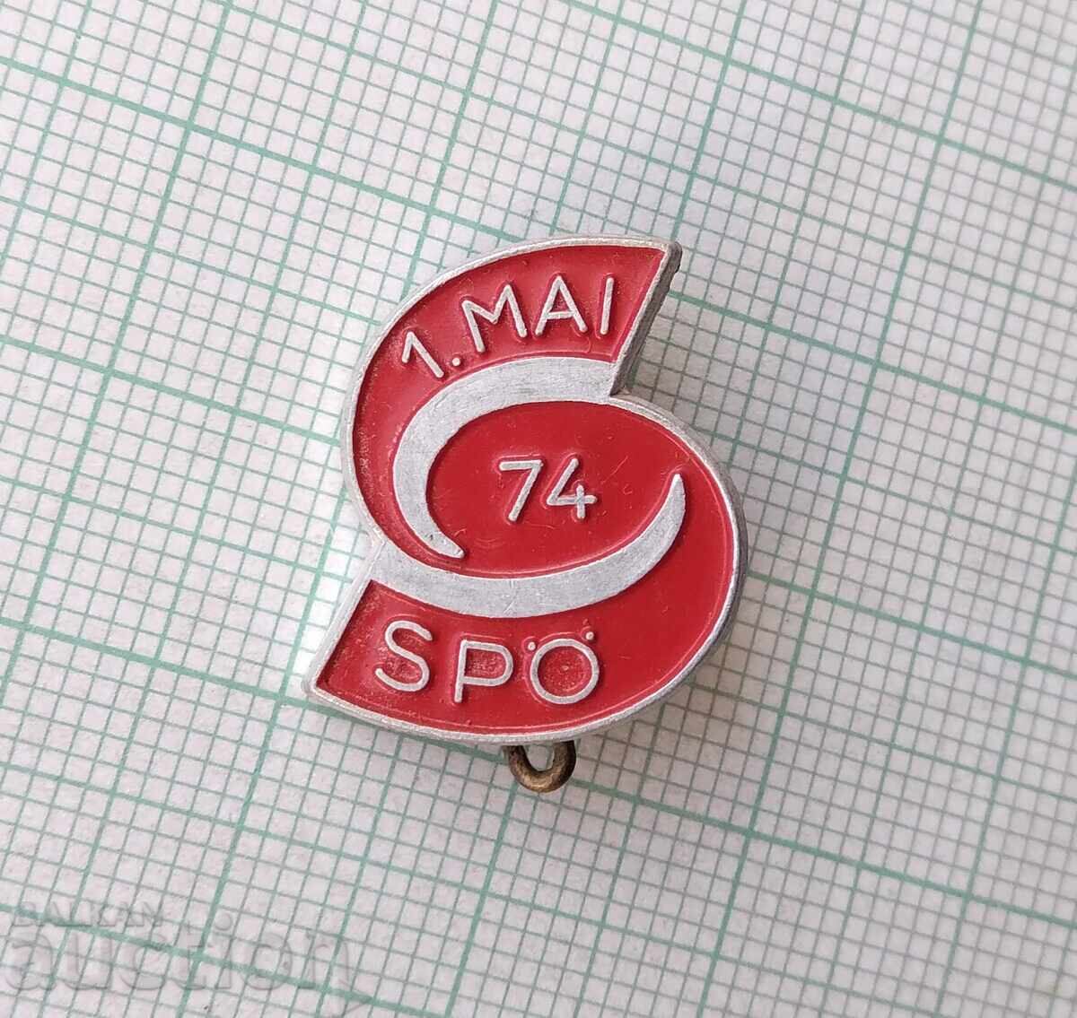18248 Badge - SPO 1st May 1974 with price 0.60 BGN | € 0.31 18248 Badge - SPO 1st May 1974 with price 0.60 BGN | € 0.31