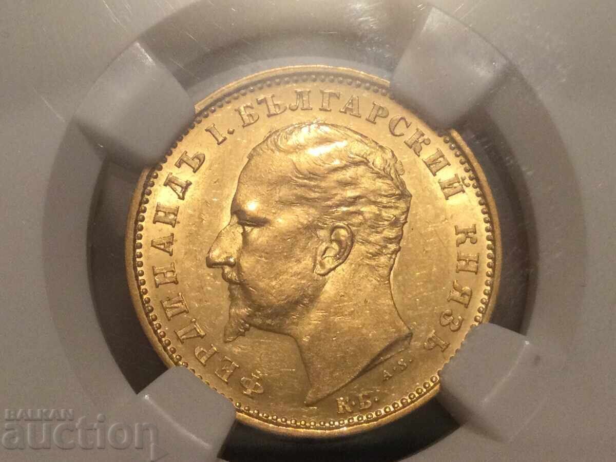 Principality of Bulgaria 20 leva 1894 Ferdinand gold NGC AU 58 Principality of Bulgaria 20 leva 1894 Ferdinand gold NGC AU 58