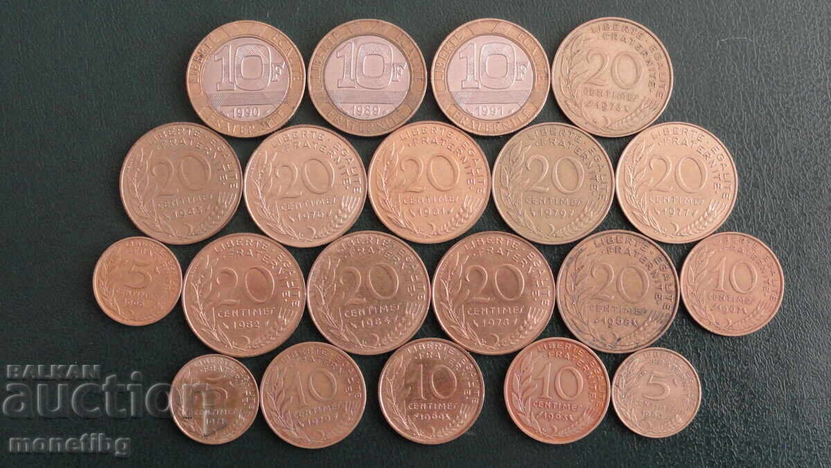 France - Coins (20 pieces) with price 10.00 BGN | € 5.11 France - Coins (20 pieces) with price 10.00 BGN | € 5.11