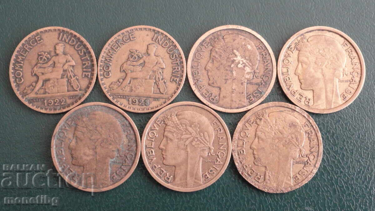 Auction France 1922-38 - 1 franc (7 pieces) Auction France 1922-38 - 1 franc (7 pieces)