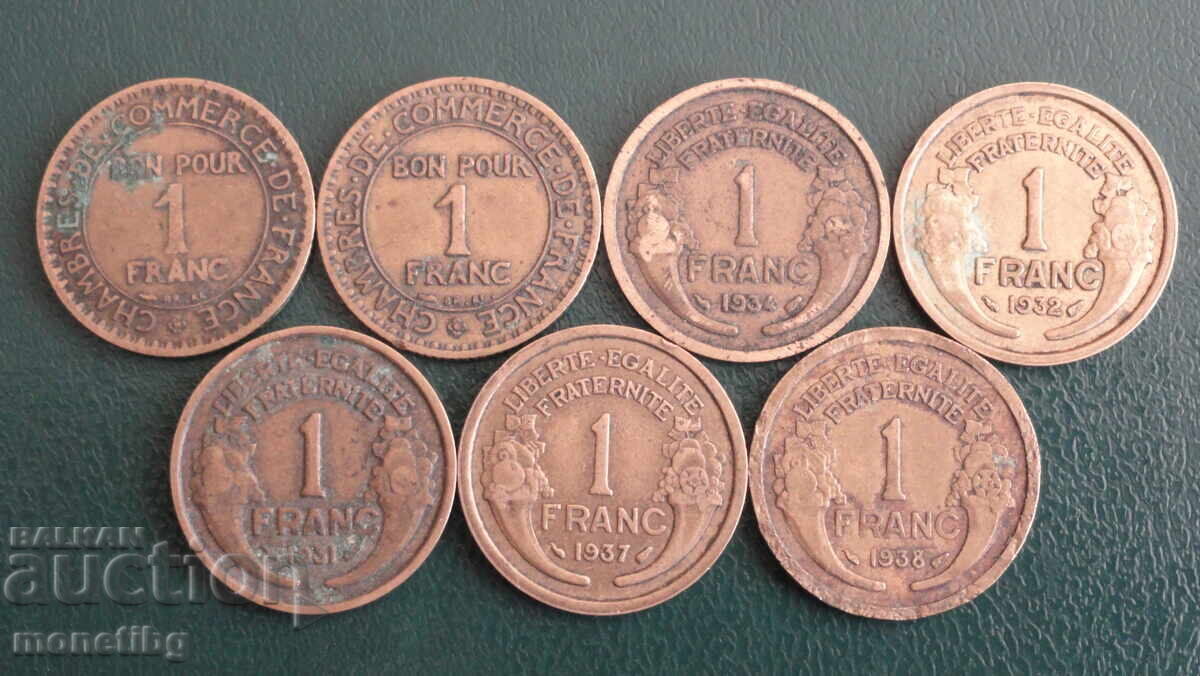 France 1922-38 - 1 franc (7 pieces) - 6 France 1922-38 - 1 franc (7 pieces) - 6