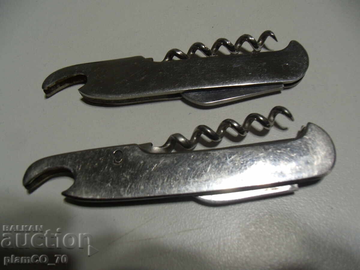 Auction No.*7883 two old VT bottle openers - metal - with corkscrew Auction No.*7883 two old VT bottle openers - metal - with corkscrew