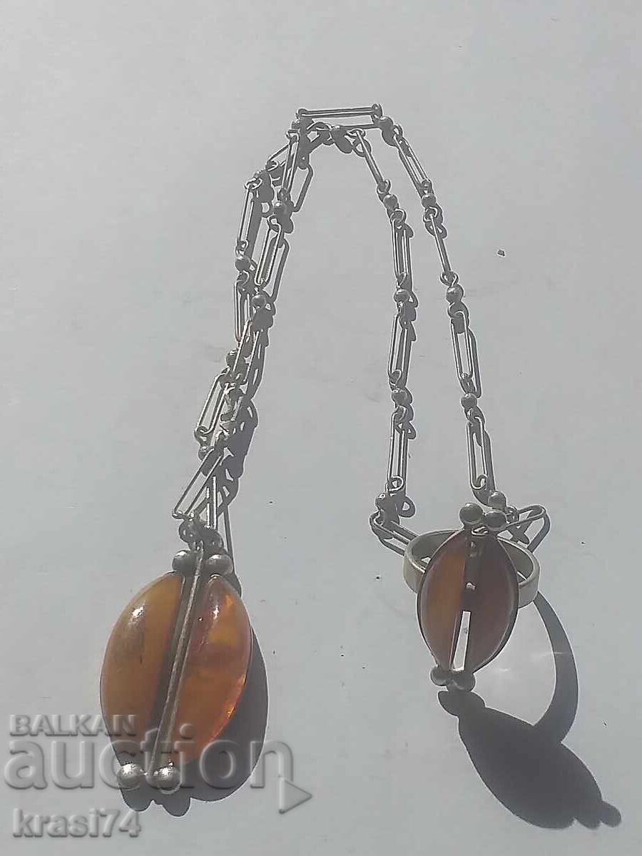 Amber necklace and ring Amber necklace and ring