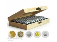 Wooden box for 50 coins 50 capsules 50 sealers coin