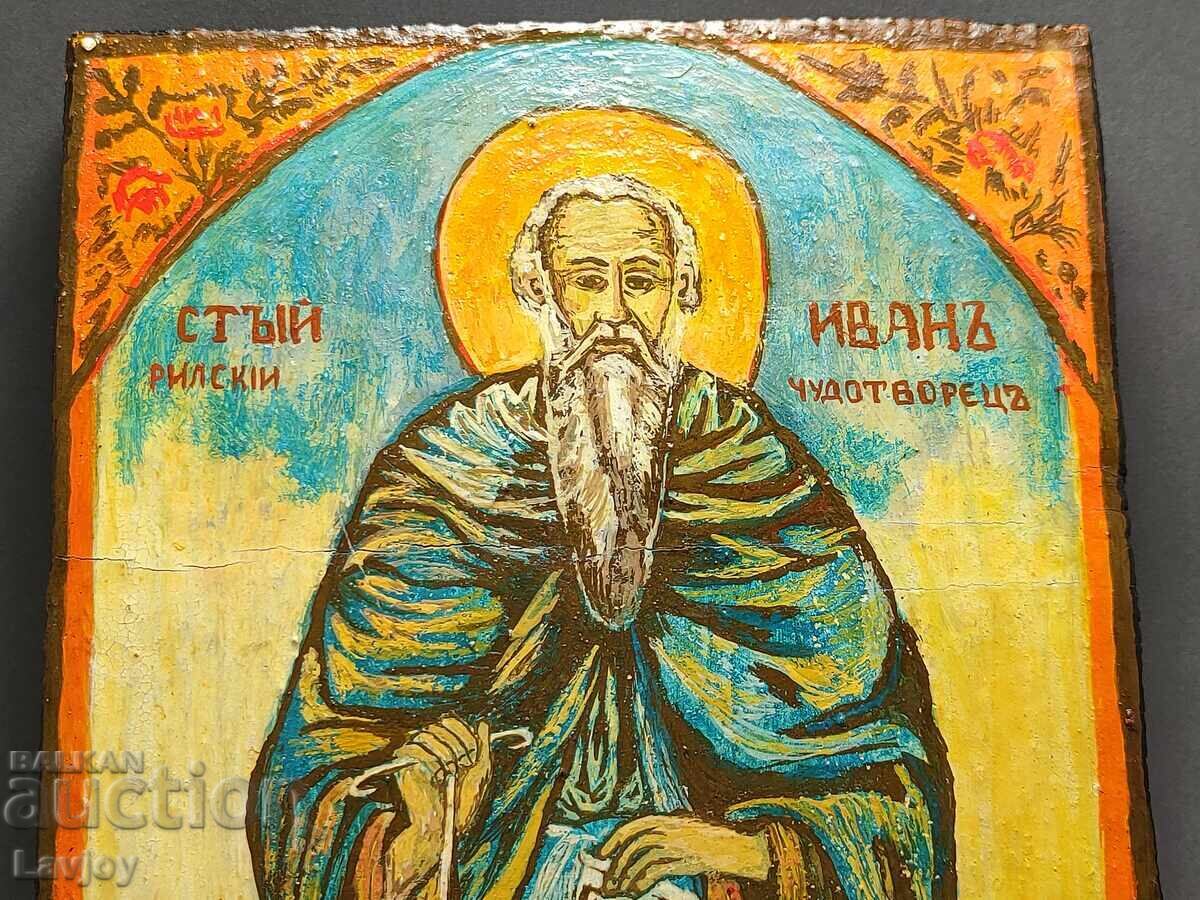 Contemporary hand-painted icon of St. Ivan of Rila with price 200.00 BGN | € 102.26 Contemporary hand-painted icon of St. Ivan of Rila with price 200.00 BGN | € 102.26
