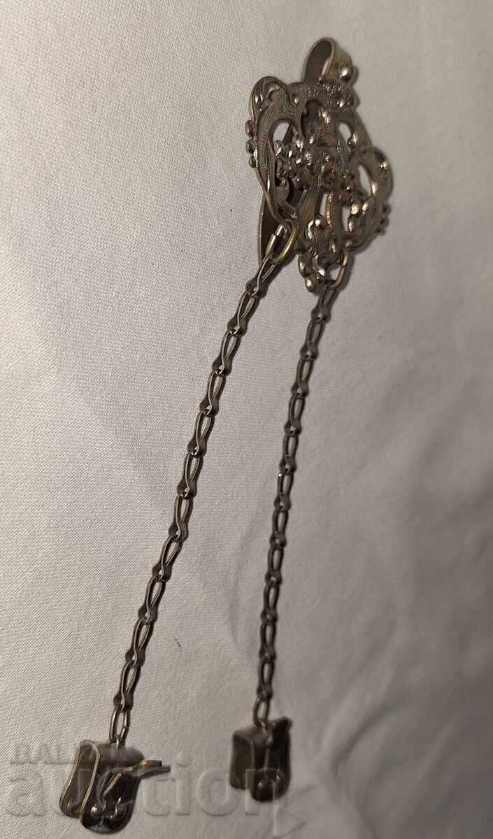 Delivery of Old luxury silver-plated kyustek holder with clips--Ges.gesch.