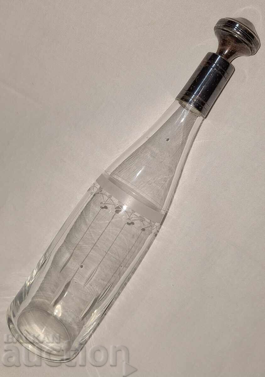 Old crystal carafe with silver-plated spout and stopper with price 40.00 BGN | € 20.45 Old crystal carafe with silver-plated spout and stopper with price 40.00 BGN | € 20.45