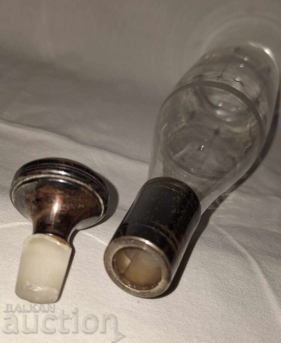 Old crystal carafe with silver-plated spout and stopper - 5 Old crystal carafe with silver-plated spout and stopper - 5