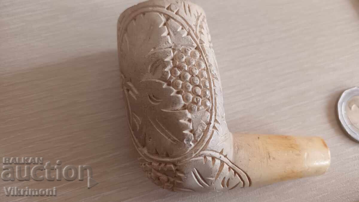 Pipă de epocă, spumă de mare, sculptură, veche - 5