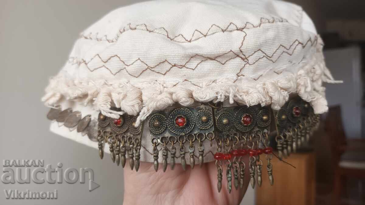 Етно фесче,носия,бронз,сребро,кърпа,накит,монети - 6