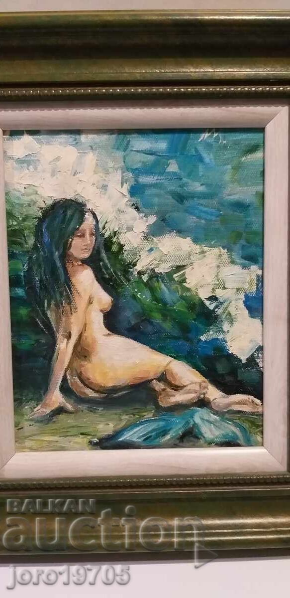 Auction OLD OIL PAINTING / MERMAID / signature / canvas Auction OLD OIL PAINTING / MERMAID / signature / canvas