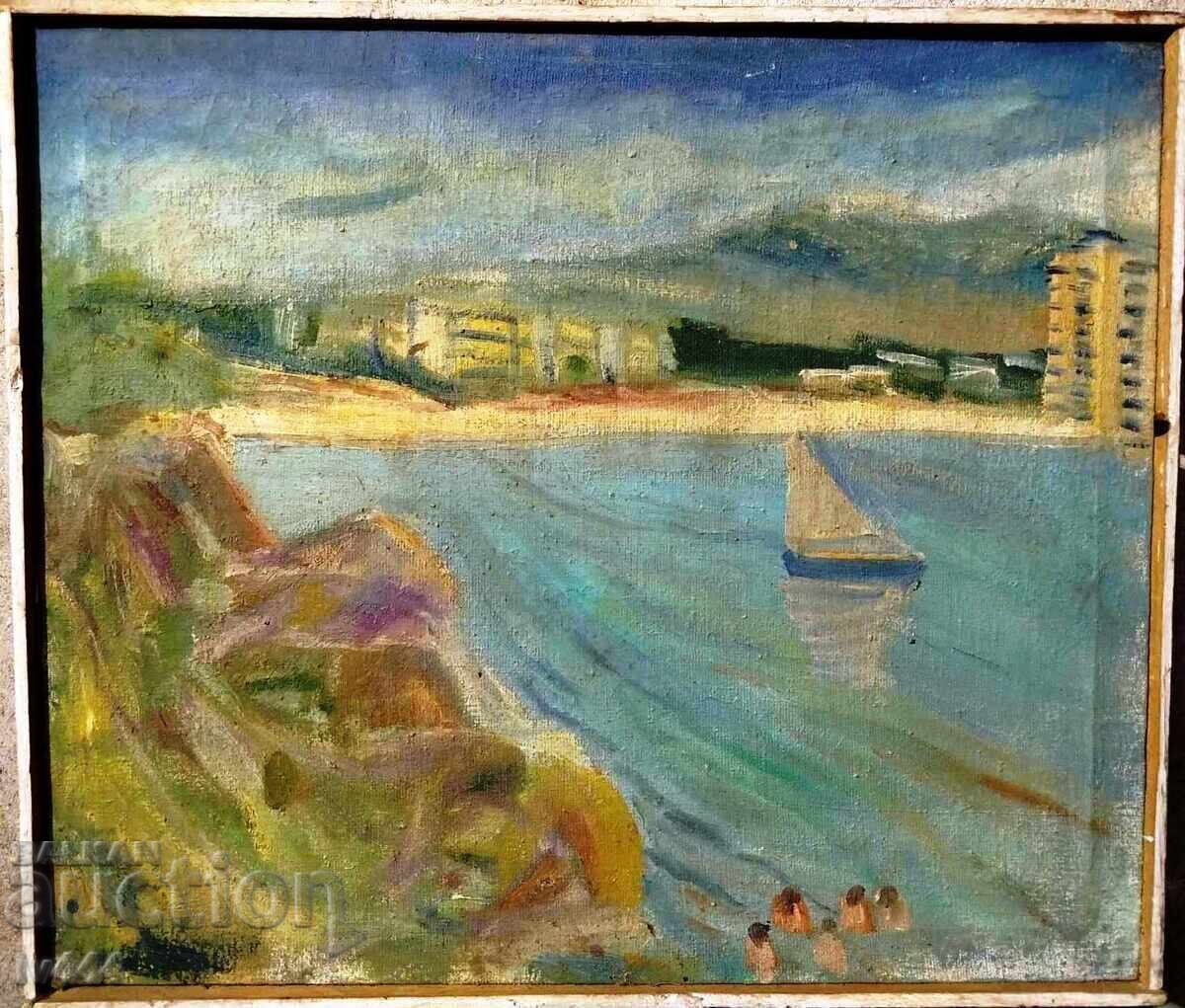 ПРОДАВАМ СТАРА БЪЛГАРСКА МАСЛЕНА КАРТИНА - СТАРИЯ НЕСЕБЪР