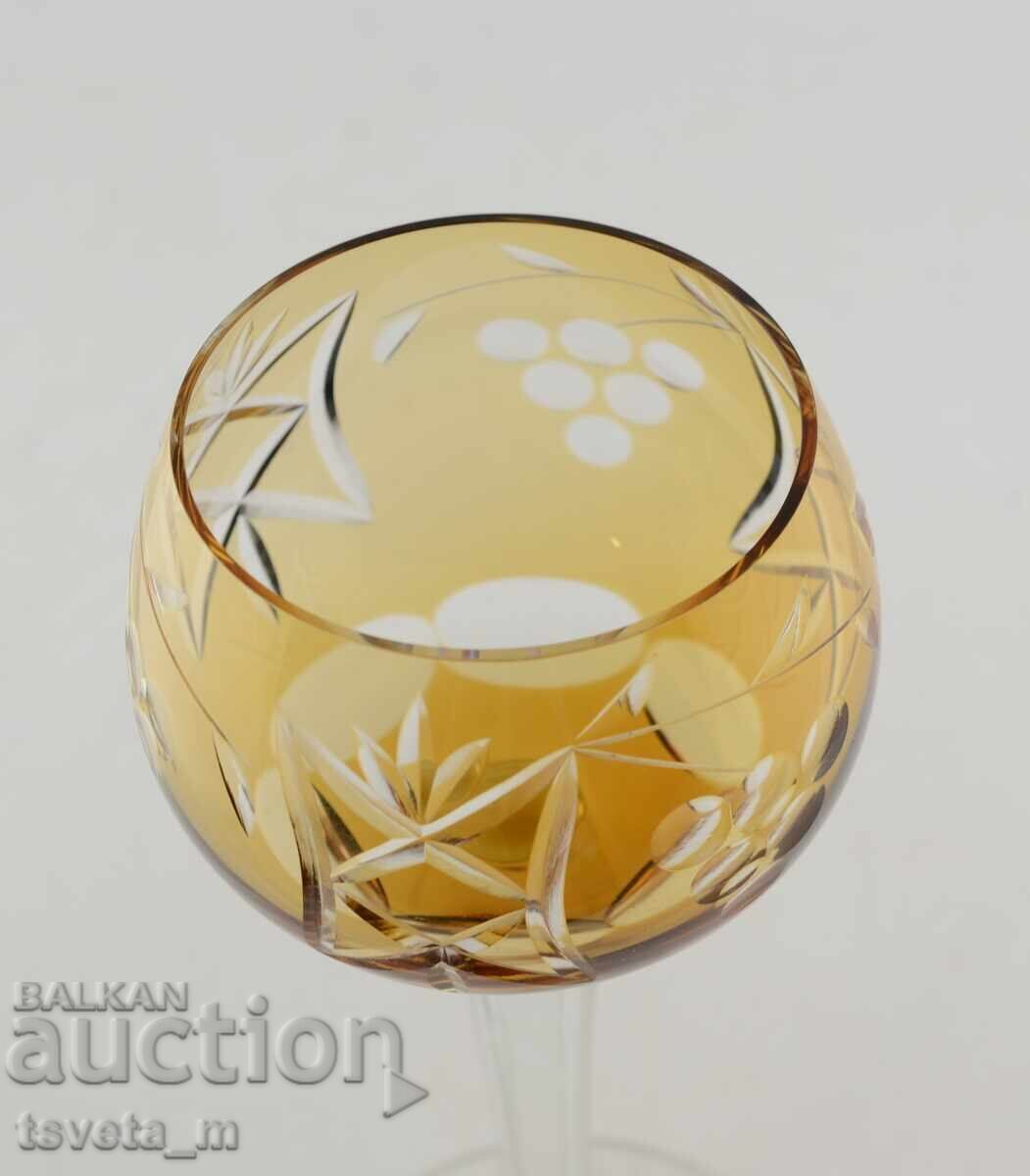 Бокал, чаша за вино, двупластов рязан кристал, Германия с цена 24.00 лв. | € 12.27 Бокал, чаша за вино, двупластов рязан кристал, Германия с цена 24.00 лв. | € 12.27