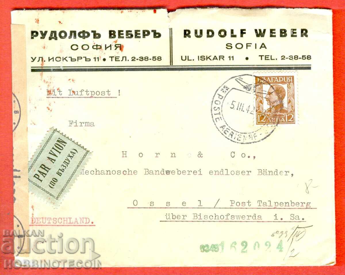 BULGARIA AIR MAIL ENVELOPE SOFIA GERMANY 1942 CENSORSHIP 3