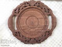 TRAY PLATE PLATE ROSE DRAWING WOOD CARVING OPENWORK