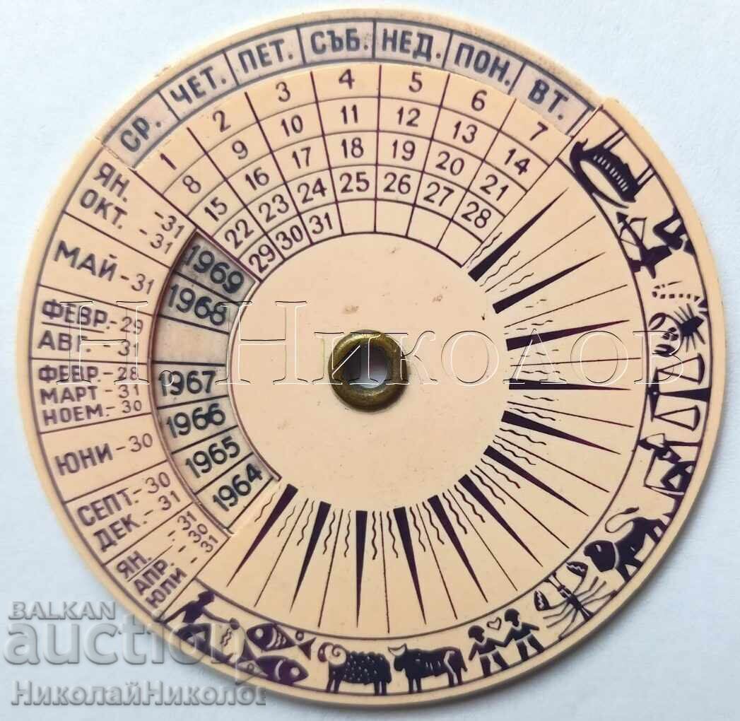 OLD PLASTIC PERPETUAL CALENDAR + ZODIAC DIAMETER - 6 CM B131 OLD PLASTIC PERPETUAL CALENDAR + ZODIAC DIAMETER - 6 CM B131