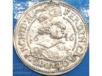 Austria 3 Kreuzer 1646 Ferdinand Card Tyrol silver