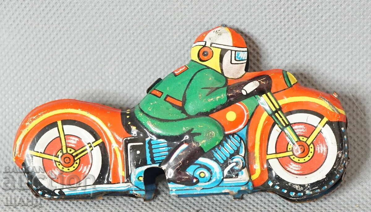 Auction  Old Japanese metal toy model motorbike biker