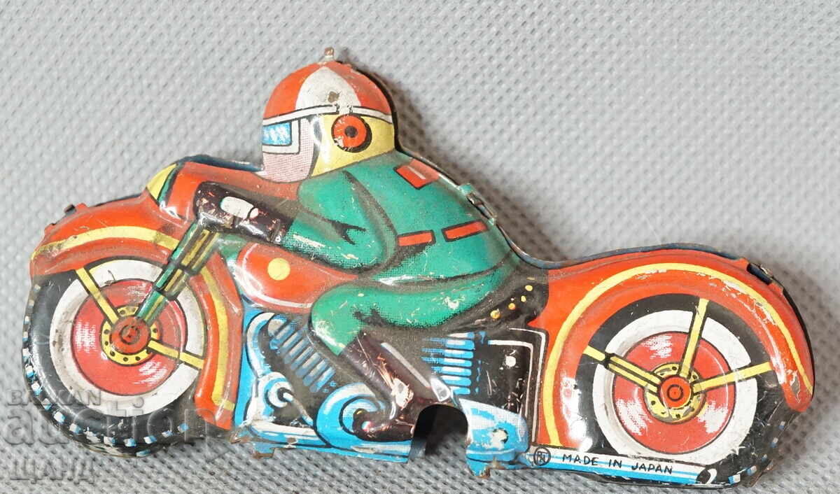 Old Japanese metal toy model motorbike biker