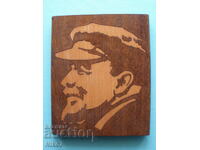 Старо(1983г.),дървено пано за стена от соца-"Ленин"