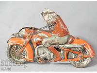 Old German metal mechanical toy model motorbike biker